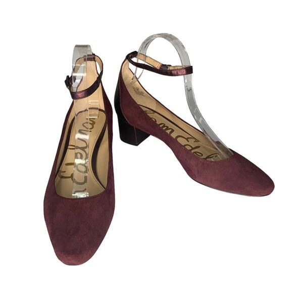 Sam Edelman Shoes - Sam Edelman Lola NWT Block Heel Pumps Size 8.5M Burgundy Leather/Man Mad…